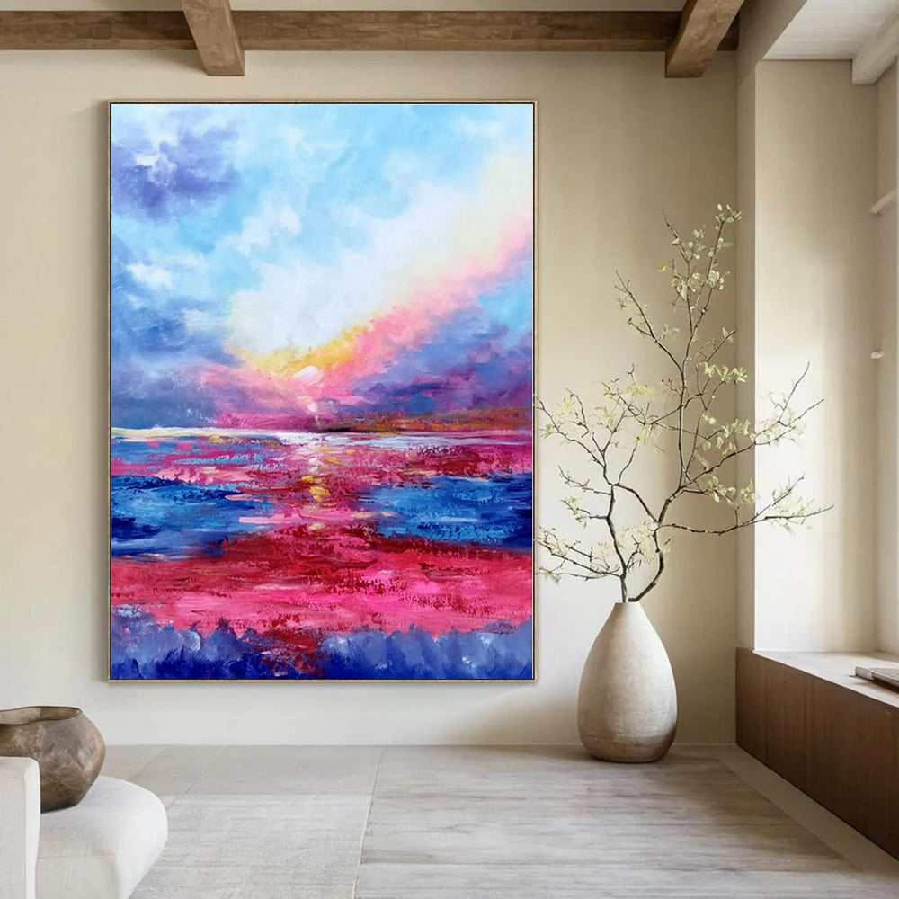 sunset abstract coastal painting design 2